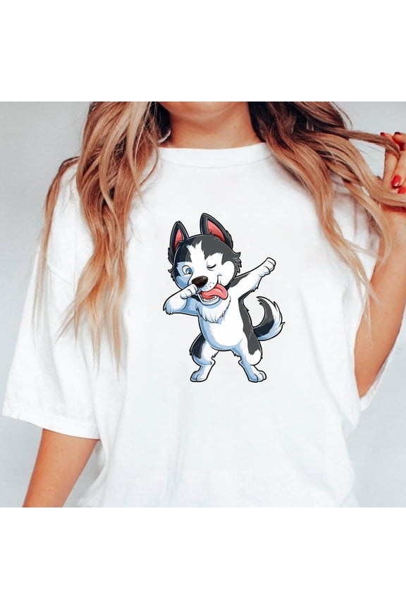 Dabbing Siberian Husky Dog Lover Boys & Kids Dab Dance Pose V51339 Unisex T-Shirt, up to 5XL