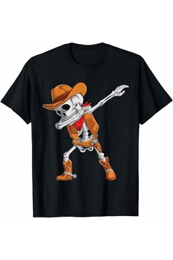 Dabbing Skeleton Cowboy Halloween Costume T-Shirt