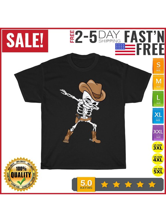 Dabbing Skeleton Cowboy Hat Halloween Kids Dab Vintage T Shirt Men Women Fashion