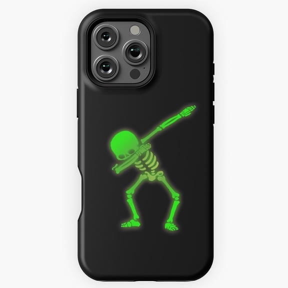 Dabbing Skeleton Faux Green Glow Halloween Costume Phone Case for iPhone 16 15 14 13 12 11 Pro Max M5911087
