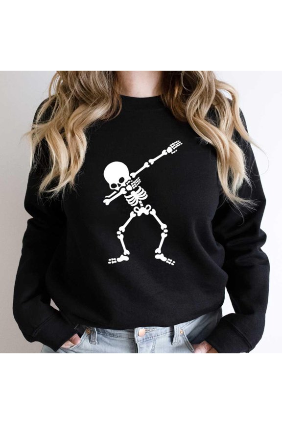 Dabbing Skeleton Funny Halloween Dance Graphic Tee, Holiday SW19367 Unisex Sweatshirt, Up to Size 5XL