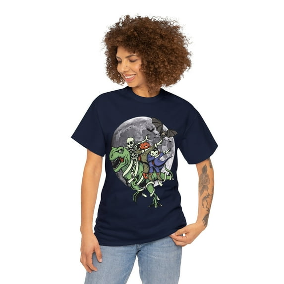Dabbing Skeleton Jack-o'-lantern T-Rex Dinosaur T-Shirt