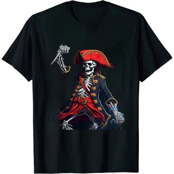 Dabbing Skeleton Pirate T Shirt Halloween Kids Boys Men Gift Black