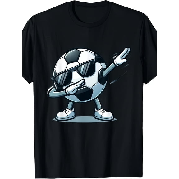 Dabbing Soccer Ball Sunglasses Graphic Tee Funny Sports Football Lover Men Women Unisex Short Sleeve T-Shirt Retro Athletic Apparel