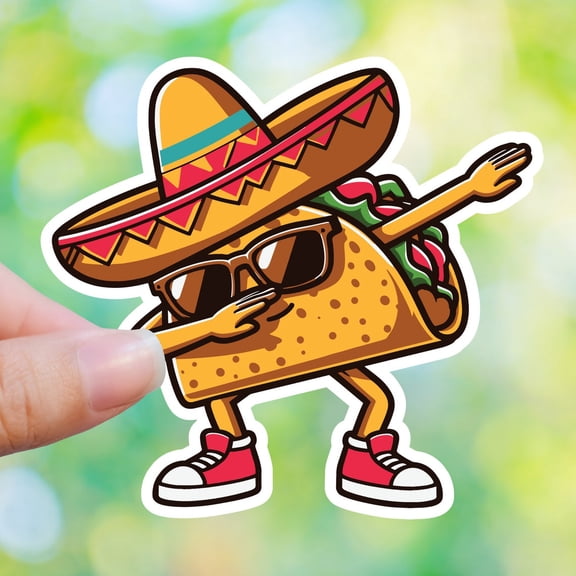 Dabbing Taco Cool Food Silly Adorable Smiley Taco Sticker