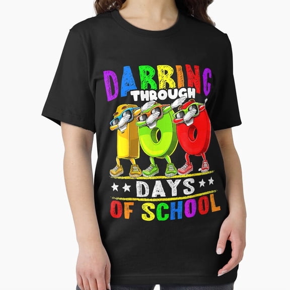 Dabbing Through 100 Days of School 100th Day School Kids Graphic Unisex T-Shirt, up to Size 5XL