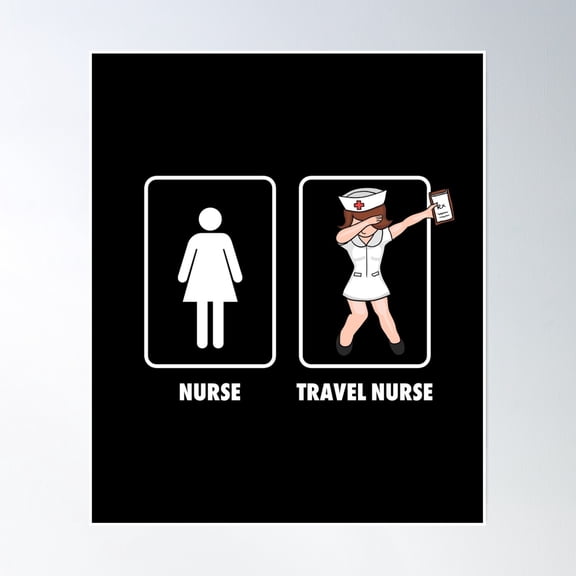 Dabbing Travel Nurse Medical Profession Health Care Professional Medicine Career Poster Wall Art, Modern Wall Decor, 8x12 UNFRAMED