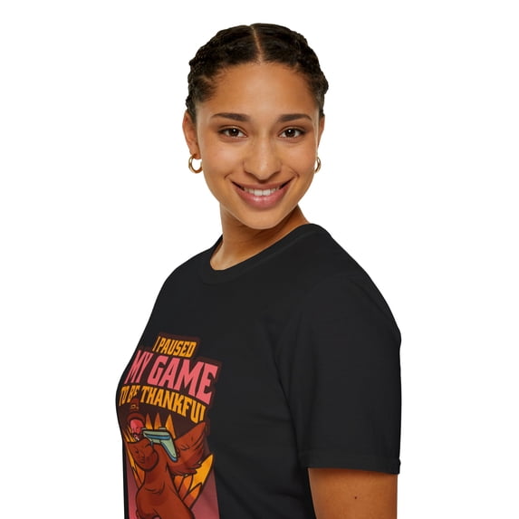 Dabbing Turkey Paused Game Thanksgiving Novelty Thankful Tee