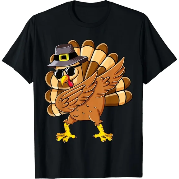 Dabbing Turkey Thanksgiving Day Pilgrim Boys Girls Funny Dab Gift Unisex T-Shirt
