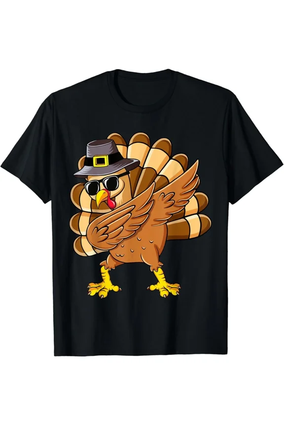 Dabbing Turkey Thanksgiving Day Pilgrim Boys Girls Funny Dab Gift Unisex T-Shirt