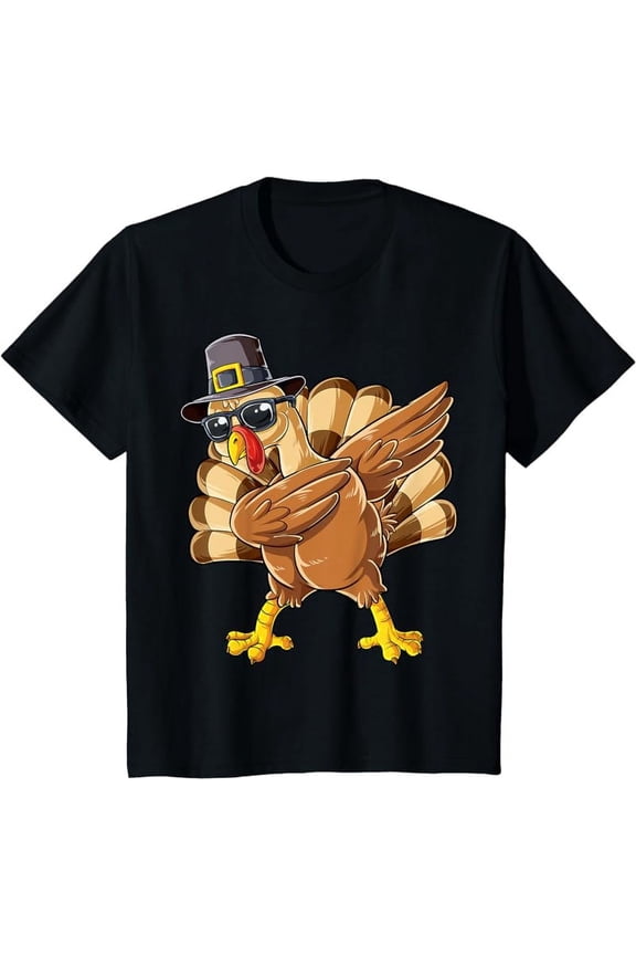 Dabbing Turkey Thanksgiving Day Pilgrim Men Funny Dab T-Shirt