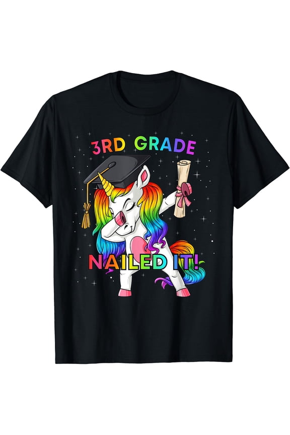 Dabbing Unicorn 3rd Grade Nailed It Graduation Girls Kids T-Shirt, Unisex T-Shirt