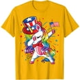 thumbnail image 1 of Dabbing Unicorn 4 July Uncle Sam American Unisex T-Shirt for Men Women Kids Toddler,Gold Color,Size YM, 1 of 5