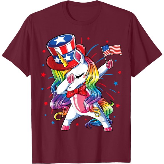 Dabbing Unicorn 4 July Uncle Sam American Unisex T-Shirt for Men Women Kids Toddler