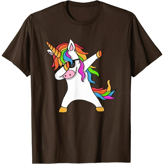 Dabbing Unicorn Dab Gift Family Unisex T-Shirt for Men Women Kids Toddler,Dark Chocolate Color,Size 2XL