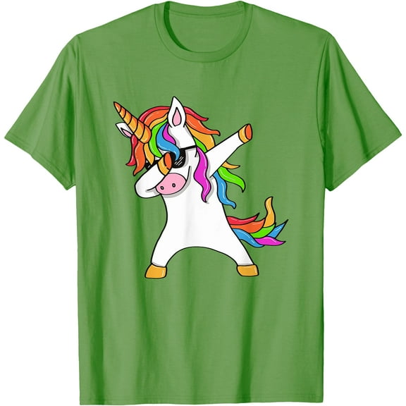 Dabbing Unicorn Dab Gift Family Unisex T-Shirt for Men Women Kids Toddler,Lime Color,Size 4T