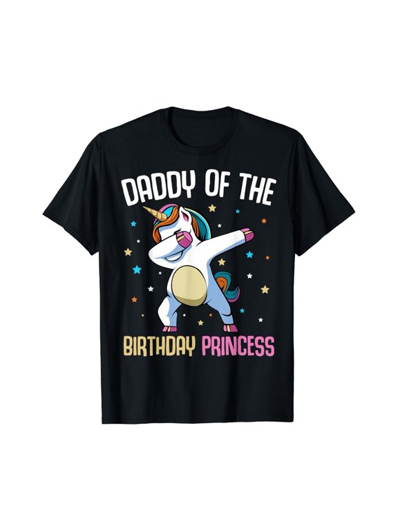 Dabbing Unicorn Daddy of the Birthday Princess Funny Bday T-Shirt Vintage Tee -Birthday Gifts