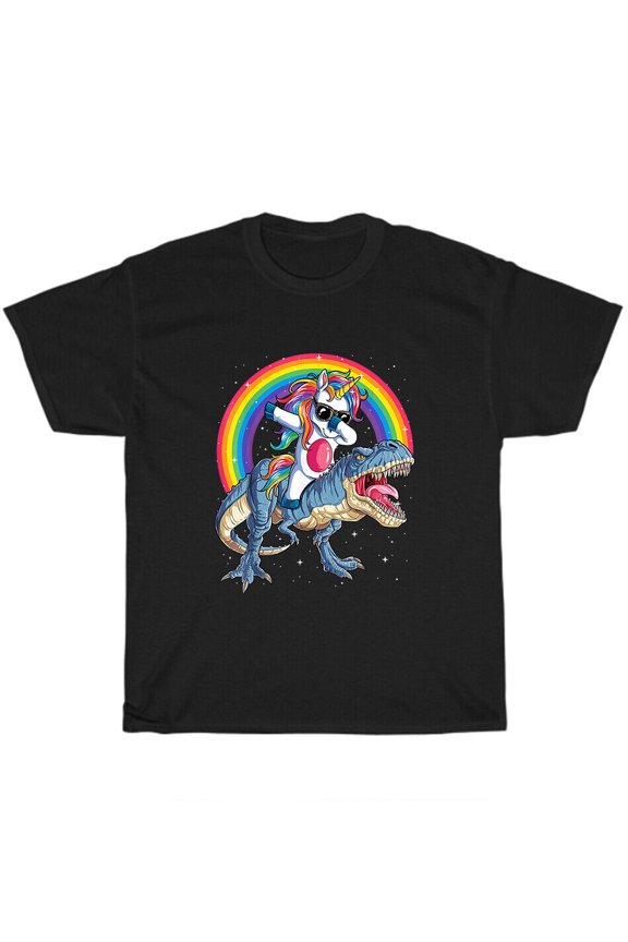 Dabbing Unicorn Dinosaur Rainbow Galaxy T-Shirt Dab Dance Unisex Funny Tee Gift