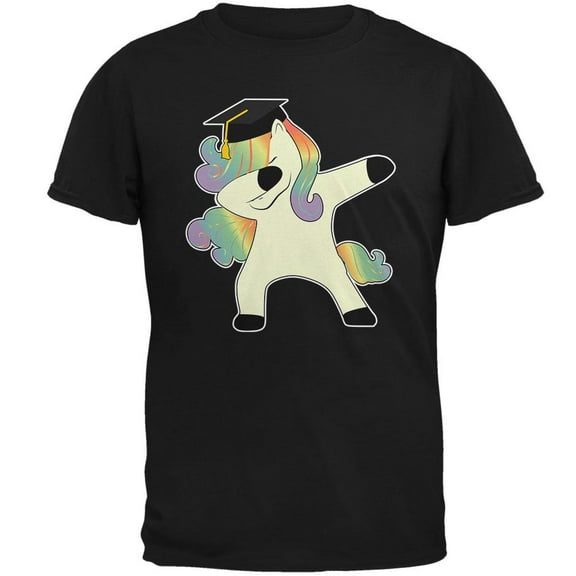 Dabbing Unicorn Graduate Mens T Shirt Black 4X-LG