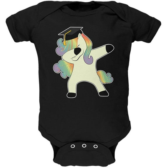 Dabbing Unicorn Graduate Soft Baby One Piece Black 12-18 M