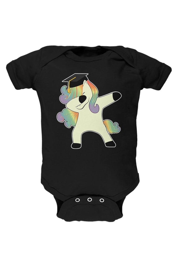 Dabbing Unicorn Graduate Soft Baby One Piece Black 18-24 M
