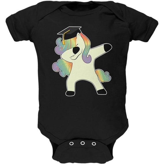 Dabbing Unicorn Graduate Soft Baby One Piece Black 9-12 M