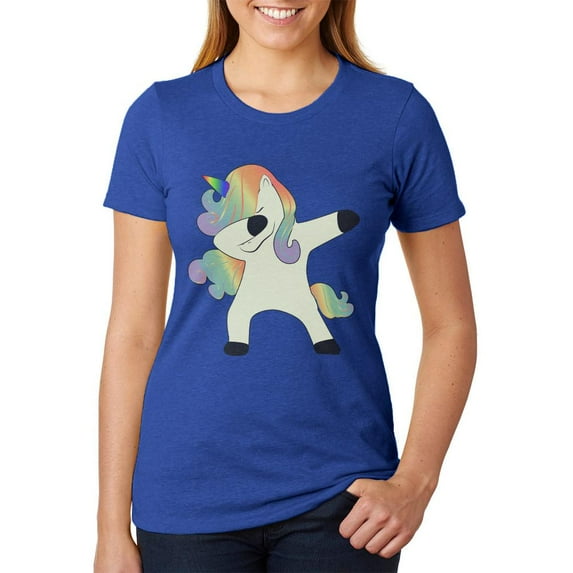Dabbing Unicorn Juniors Soft Heather T Shirt Heather Royal SM