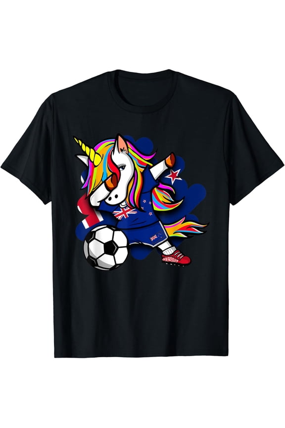 Dabbing Unicorn New Zealand Soccer Fans Jersey Sports Lovers T-Shirt Unisex Full Size S-5XL