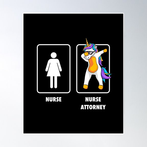 Dabbing Unicorn Nurse Attorney Medical Profession Health Care Professional Medicine Career Poster Wall Art, Modern Wall Decor, 8x12 UNFRAMED