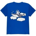 thumbnail image 1 of Dabbing Unicorn Riding Shark In The Sky Youth T Shirt Royal YMD, 1 of 1