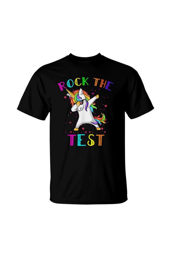 Dabbing Unicorn Rock The Test Testing Day Teacher Student TShirt