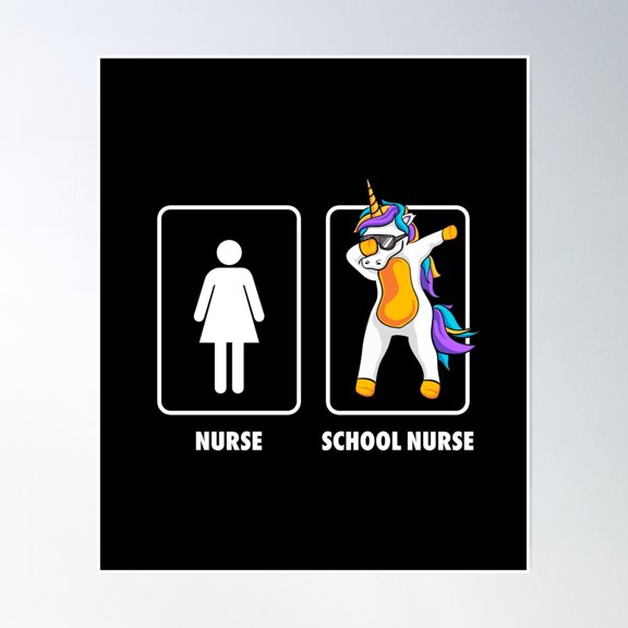 Dabbing Unicorn School Nurse Medical Profession Health Care Professional Medicine Career Poster Wall Art, Modern Wall Decor, 8x12 UNFRAMED