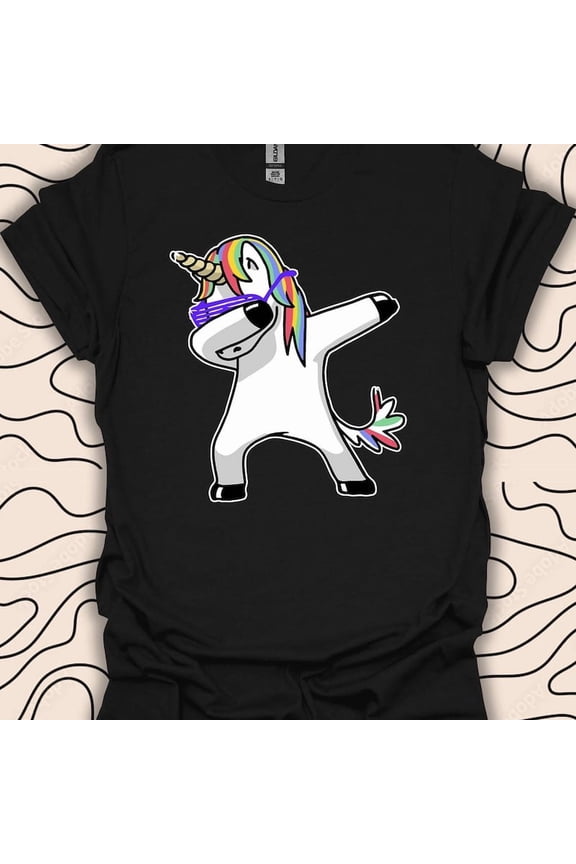 Dabbing Unicorn Shirt Rainbow Dance Gift Magical Animal Graphic Tee,for men and women up to 5XL