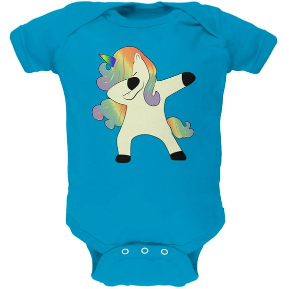 Dabbing Unicorn Soft Baby One Piece Turquoise 0-3 M