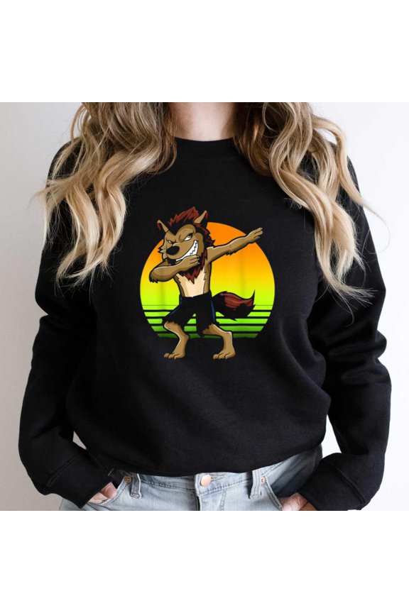 Dabbing Werewolf Retro Sunset Halloween, Funny Kids Monster SW20255 Unisex Sweatshirt, Up to Size 5XL