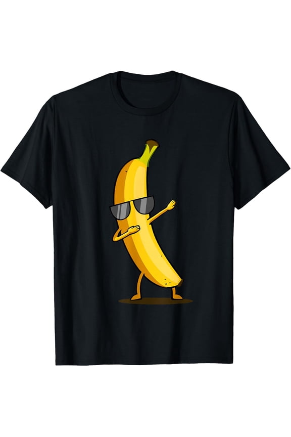 Dabbing Yellow Banana - Dab Funny Dancing Fruit T-Shirt- Classic Funny shirt Unisex 100% Cotton Crew Neck T-Shirt Breathable Casual Everyday Wear Affordable Graphic Soft Cheap t shirts