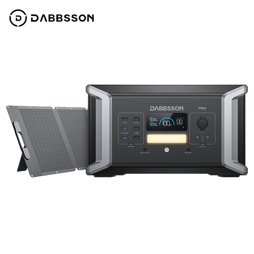 Dabbsson 1024Wh 2000W Solar Generator DBS1000 Pro with 210W Solar Panel, LFP(LiFePO4) Battery, Fast Charging, for Home Backup Power, Camping & RVs