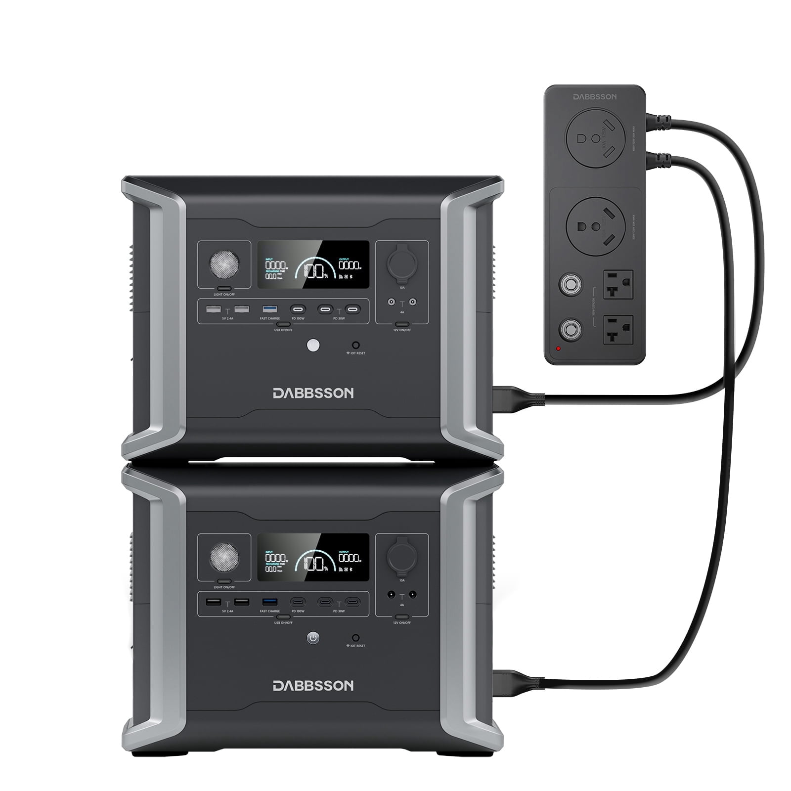 Dabbsson 2660Wh Power Station DBS1300x2 Solar Generator, 2000W AC Output Pure Sine Wave,  4500 cycles to 80% capacity, Solar Input 400W, for Home Backup, Power Outage, Camping