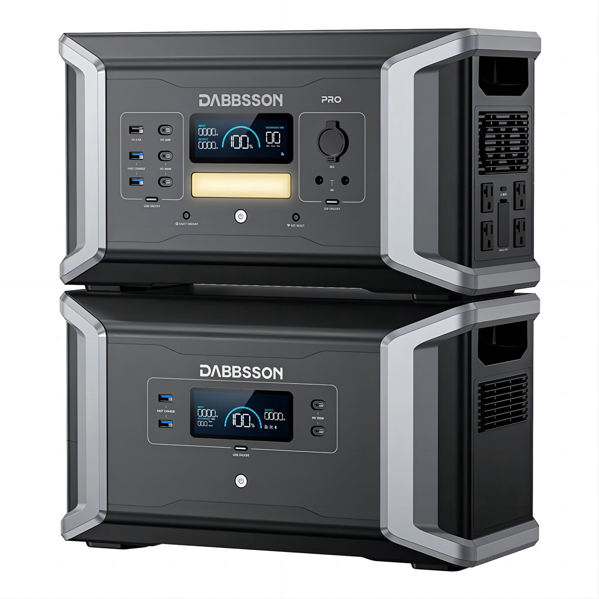 Dabbsson 3072Wh 2400W Power Station DBS1000Pro+DBS2000B Expandable Battery (Surge 4800W) Solar Generator, 1200W AC input 0-80% in 47 mins, for Home Use, Emergency, Blackout