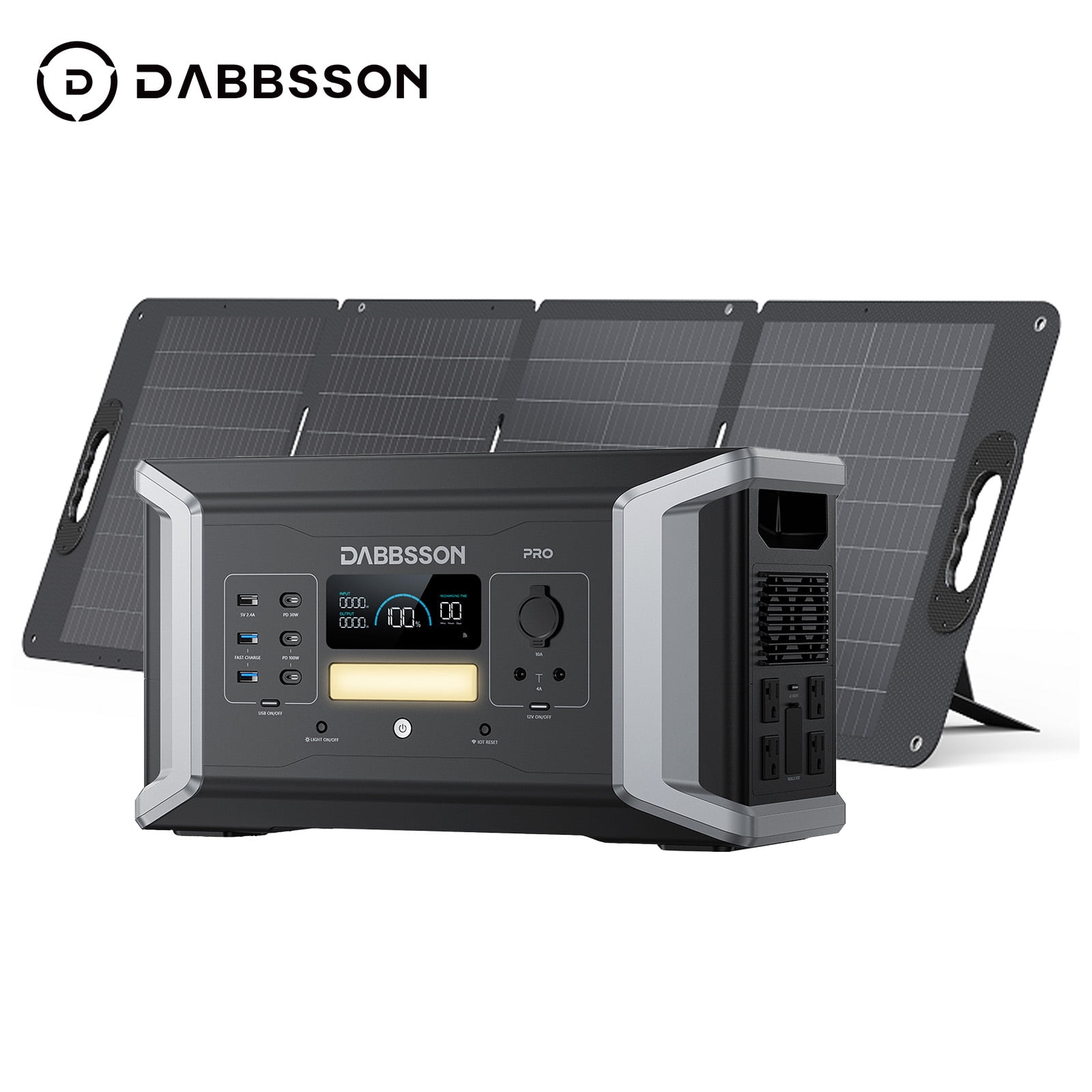 Dabbsson DBS1000 Pro Power Station 1024Wh 2000W with 120W Solar Panel, Portable Solar Generator, LiFePO4 Battery for Outdoor Camping,RV
