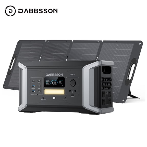 Dabbsson DBS1000 Pro Power Station 1024Wh 2000W with 120W Solar Panel, Portable Solar Generator, LiFePO4 Battery for Outdoor Camping,RV