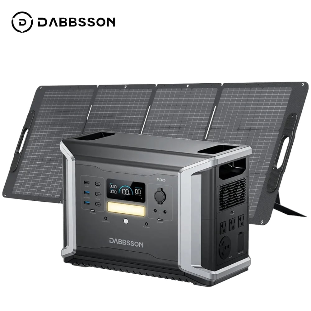 Dabbsson DBS2100 Pro Portable Power Station, 2400W Continuous / 3600W Peak Solar Generator with 1 Solar Panel,for Home Backup, Camping&RV
