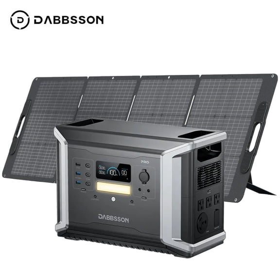 Dabbsson DBS2100 Pro Portable Power Station, 2400W Continuous / 3600W Peak Solar Generator with 1 Solar Panel,for Home Backup, Camping&RV