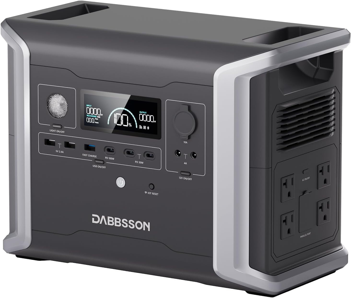 Dabbsson Portable Power Station DBS1300, 1330Wh Solar Generator with 4x1200W AC Outlets, EV Semi-Solid State LiFePO4 Battery, Solar Powered Generator for Camping, Home Backup, Emergency, RV