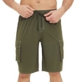 thumbnail image 1 of Dabhjin Army Green Cargo Polyester Shorts For Mens Inseam Drawstring Elastic Waist Summer Shorts Lightweight WorkoutCasual Summer Shorts High Waisted, 1 of 6
