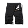 thumbnail image 1 of Danhjin Black Men's Cargo Shorts 5 Inch Loose Casual Button Stretch Lightweight Wear Hiking Pocket Classic Cargo Stretch Short with Multi Zipper, 1 of 3