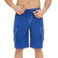 thumbnail image 1 of Danhjin Blue Cargo Polyester Shorts For Mens Inseam Drawstring Elastic Waist Summer Shorts Lightweight WorkoutCasual Summer Shorts High Waisted, 1 of 6