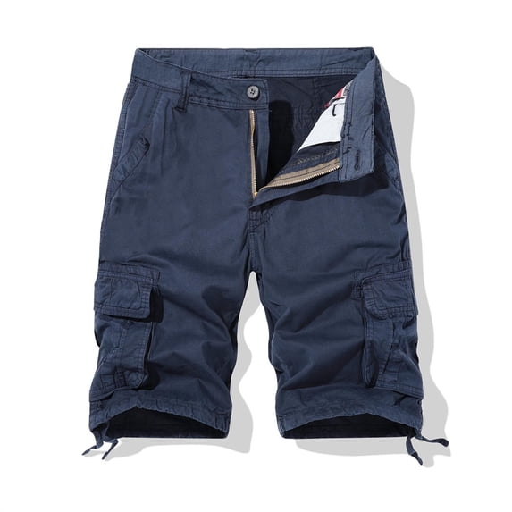 Danhjin Blue Cargo Shorts For mans Button Stretch Lightweight 5 Inch Loose Wear Hiking with Multi Zipper Pocket Classic Cargo Stretch Short