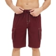thumbnail image 1 of Danhjin Red Cargo Polyester Shorts For Mens Inseam Drawstring Elastic Waist Summer Shorts Lightweight WorkoutCasual Summer Shorts High Waisted, 1 of 6