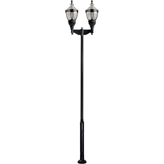 Dabmar Lighting GM6602-L160-30K-B 120V-277V E39 2X LED 80W 30K Cast Aluminium 2 Post Top Light Fixture Pole Plus Base, Black